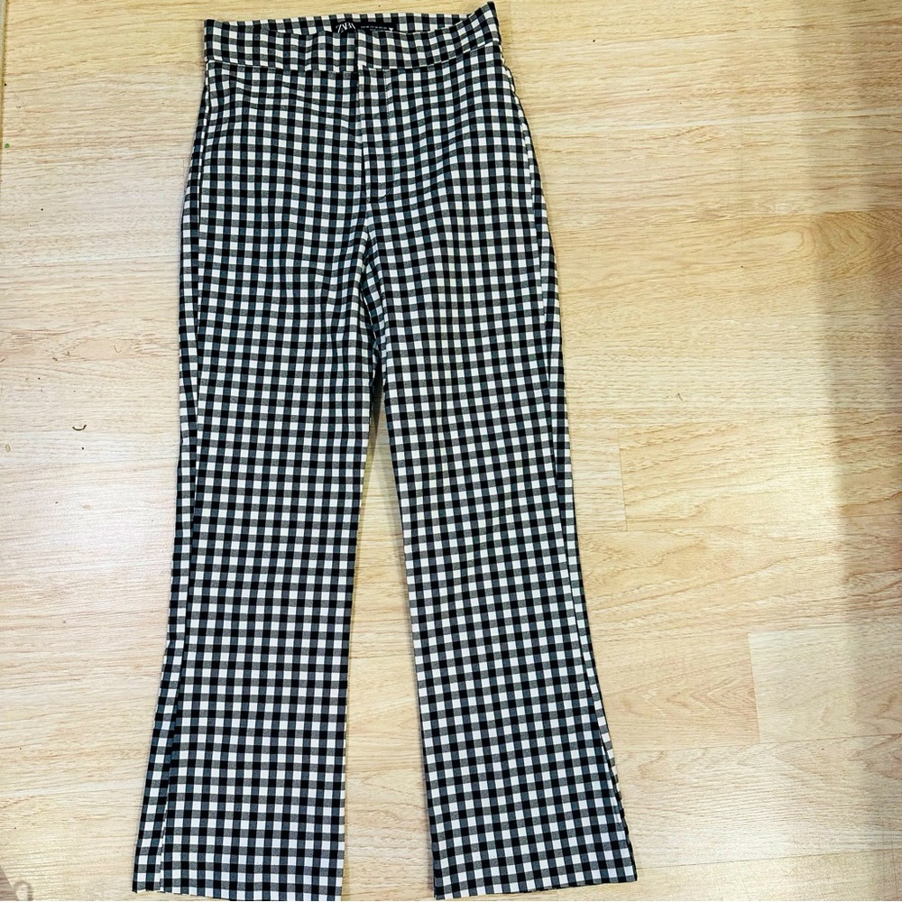 Zara black and white gingham pants